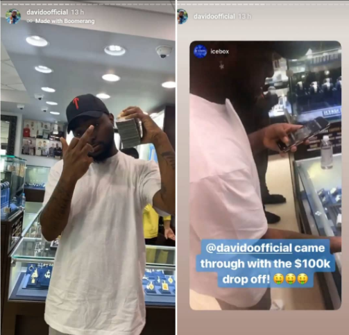 Davido deposits over N35 million to get 30BG jewelries for his gang members in US (Photo)