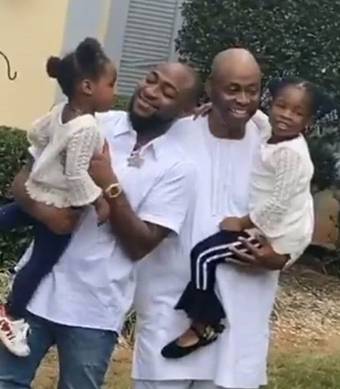 Lovely photos of Davido with his daughters and his dad