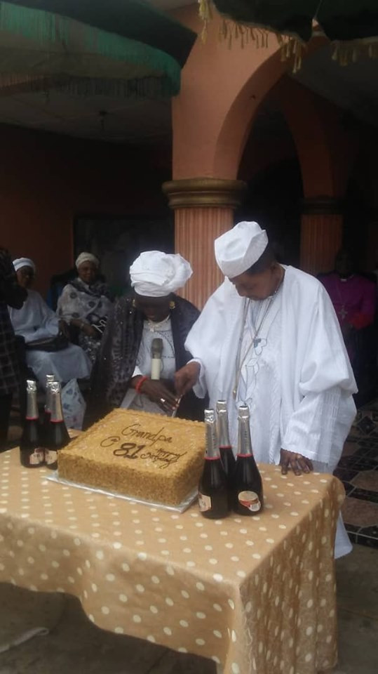 Photos of Alaafin of Oyo and his first wife at his 81st birthday party