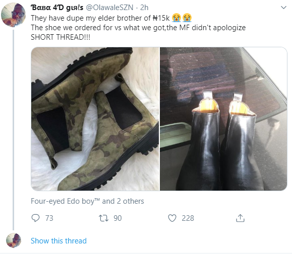 What I ordered Vs What I got: Man cries out after the boots his brother ordered was delivered 