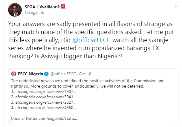 Segalink tackles EFCC for criminalization of innocent young Nigerians and turning a blind eye to 