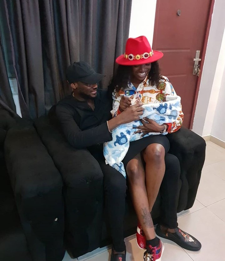 Photo of Annie Idibia sitting on Tuface
