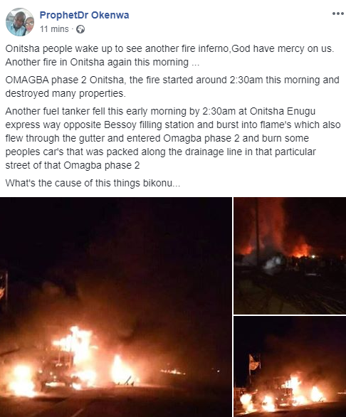 Another fuel tanker explodes at Omagba Phase 2, Onitsha (video)