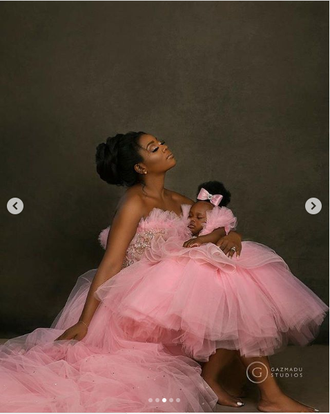 Super Eagles midfielder Ogenyi Onazi and wife Sandra celebrate their daughter