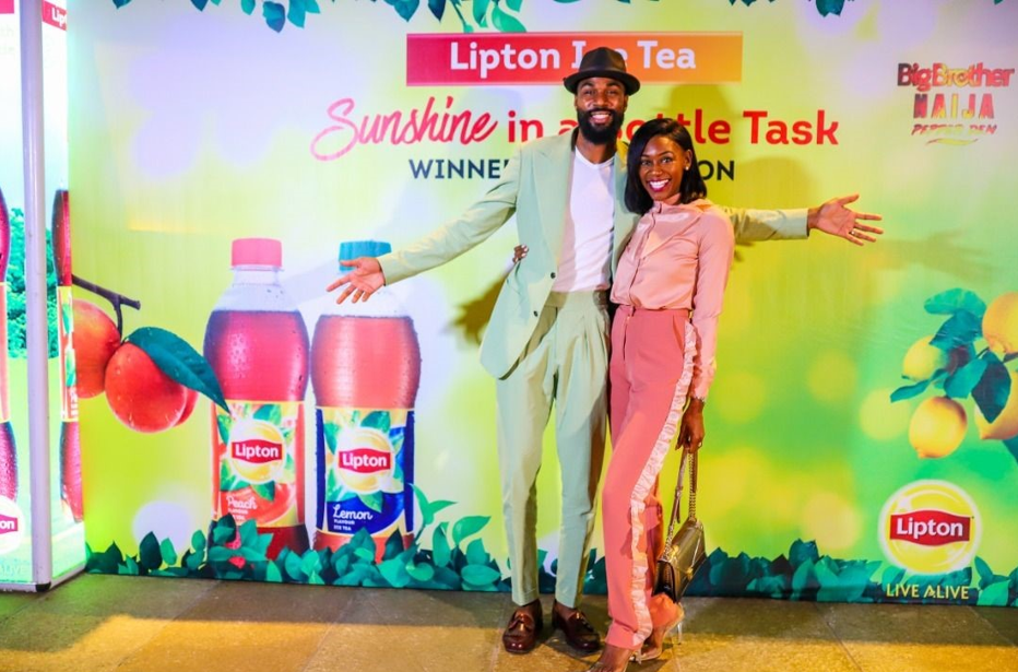 Lipton Ice Tea Presents Prize to BBNaija Season 4 RunnerUp Mike... And a Surprise Gift for His Wife