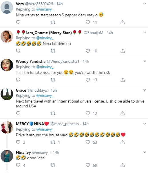 Nina complains about her inability to drive her new boyfriend