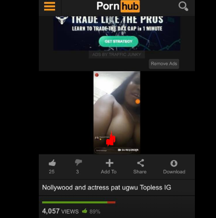 Exclusive: Actress Pat Ugwu exposes her boobs in Instalive video, nude video hits porn site (18+)