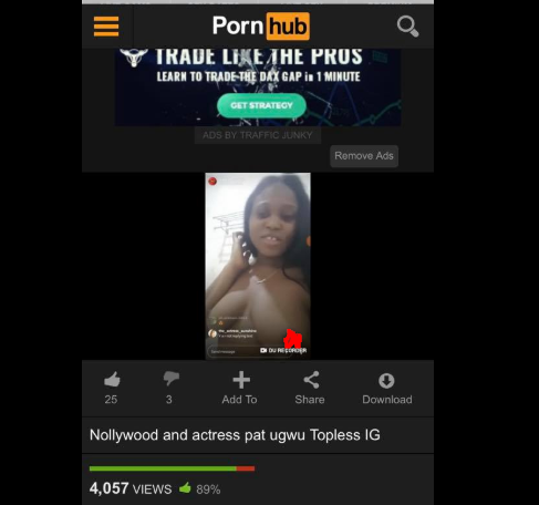 Exclusive: Actress Pat Ugwu exposes her boobs in Instalive video, nude video hits porn site (18+)