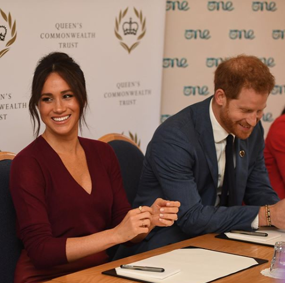 Prince Harry makes a surprise appearance to support Meghan Markle at a round table discussion on gender equity and inclusion (photos)