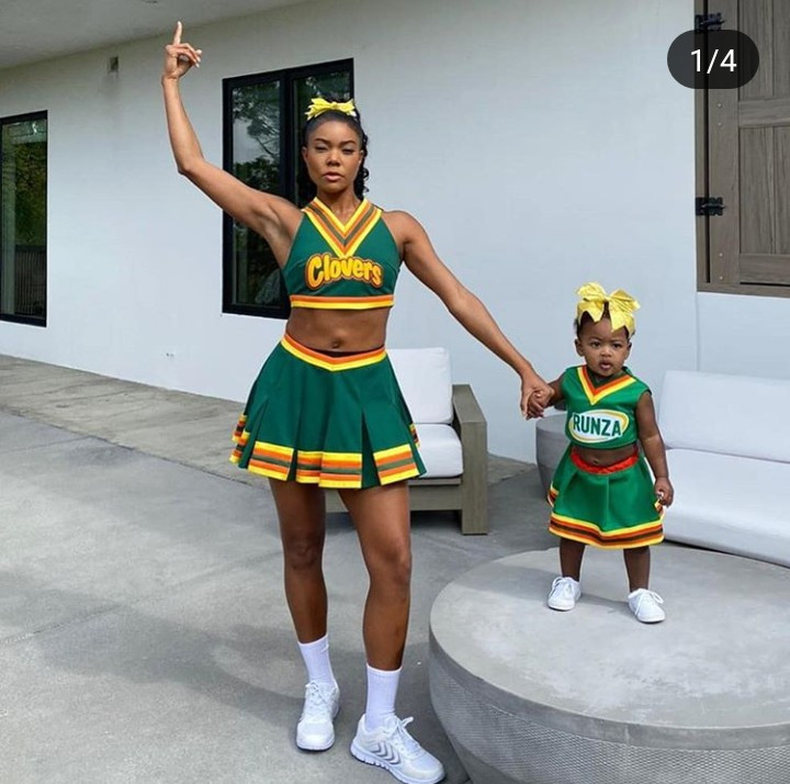 Gabrielle Union twins with her 11-month-old daughter in