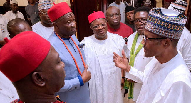 South-East leaders meet with President Buhari, demand FG to declare state of emergency on roads in the region