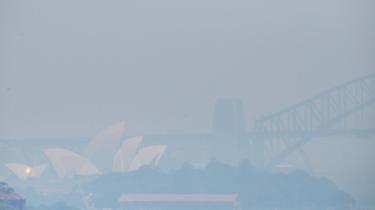 The Sydney Opera House and Harbour Bridge are obscured by a smoky haze on November 1, 2019.