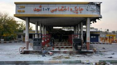 A burned-out petrol station in Eslamshahr, near Tehran (17 November 2019)