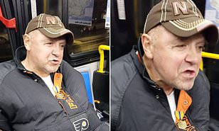 See shocking moment white racist bus passenger spews N-word and spits at driver during rant on NYC bus (video)