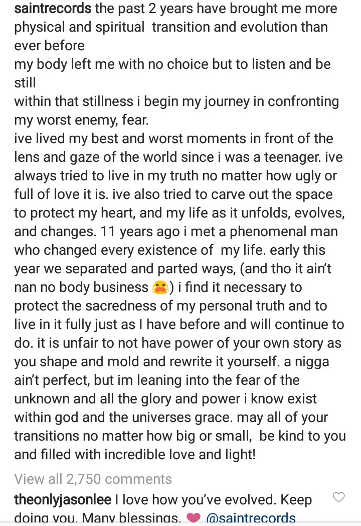 Solange announces split from her husband of five years