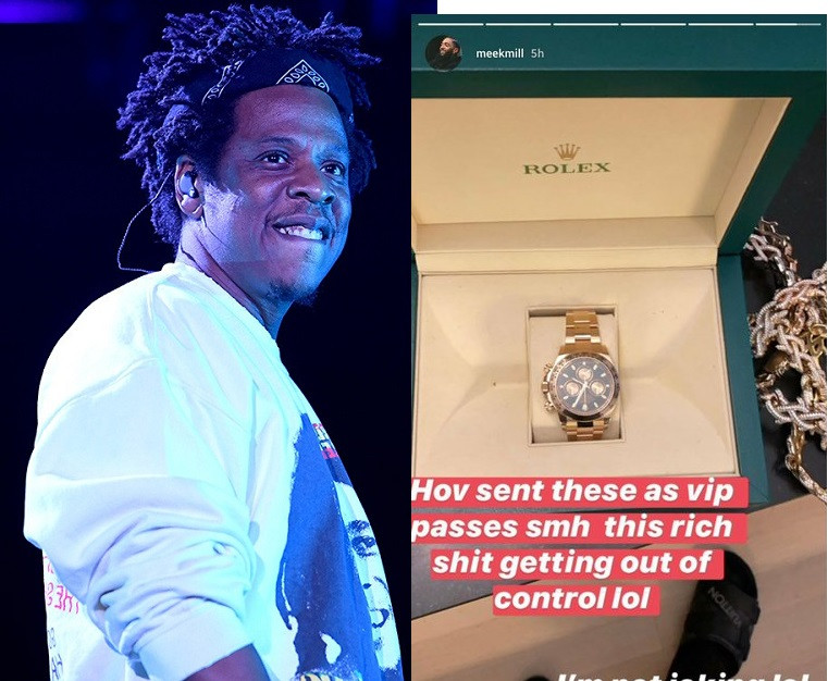 Levels! JAY-Z sends Meek Mill, Swizz Beatz & others $40K Rolex watches as VIP pass to his show (See Photos)