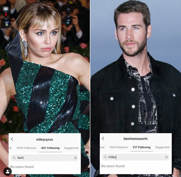 Miley Cyrus and Liam Hemsworth make their split Instagram official by unfollowing each other