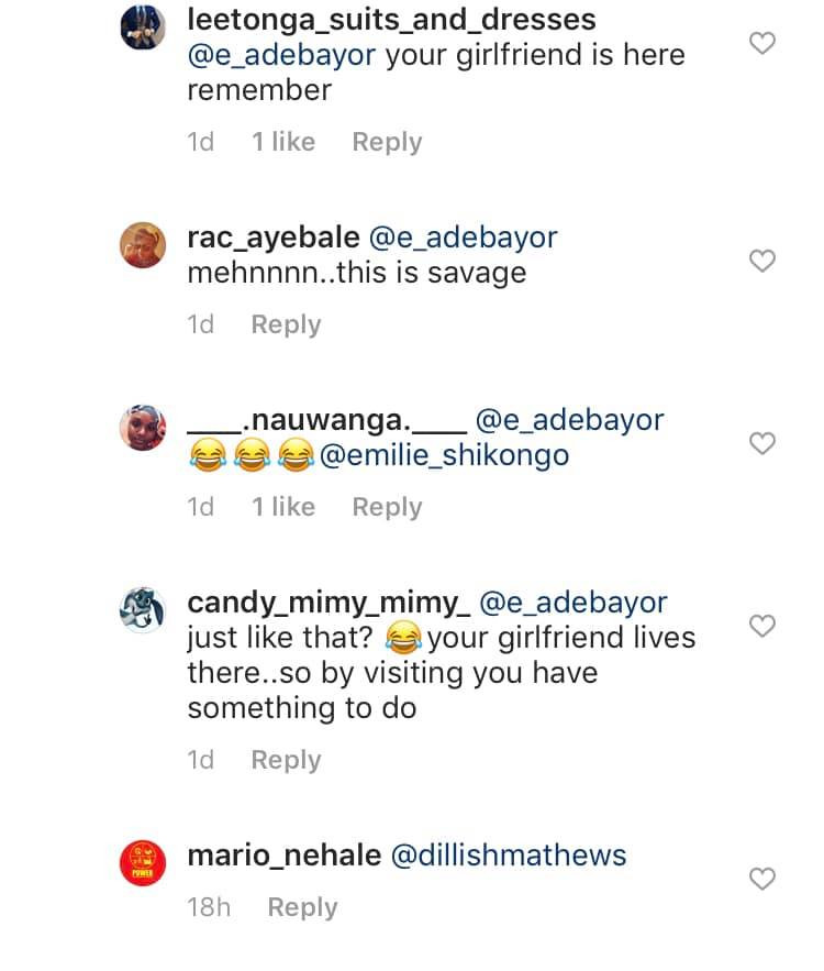 Emmanuel Adebayor and Dillish Mathews split 