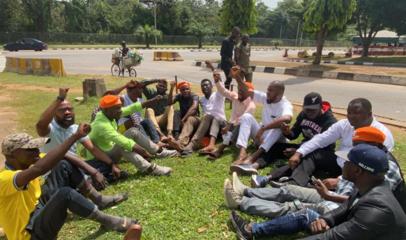 They have refused to release Sowore to us - Deji Adeyanju, other activists stage protest at DSS office (photos)
