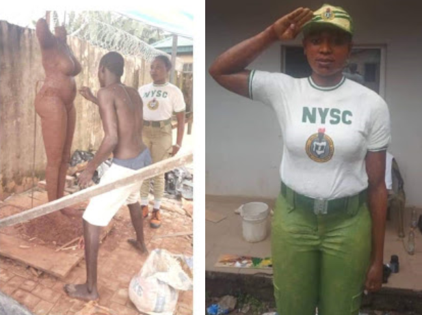 Amazing! This sculpture of a female Corps member made by a male Corps member is so realistic it could pass for a real human being