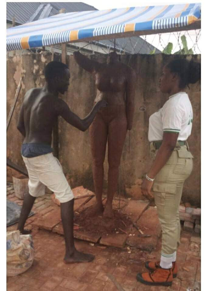 Amazing! This sculpture of a female Corps member made by a male Corps member is so realistic it could pass for a real human being
