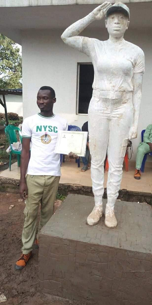 Amazing! This sculpture of a female Corps member made by a male Corps member is so realistic it could pass for a real human being