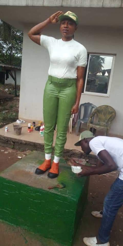 Amazing! This sculpture of a female Corps member made by a male Corps member is so realistic it could pass for a real human being