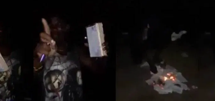 Man spotted burning the Bible, says there is no power in it as Christians claim (video)