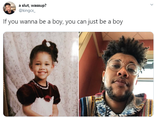 Women who transitioned to men share before and after photos with the caption: "If you wanna be a boy, you can just be a boy"