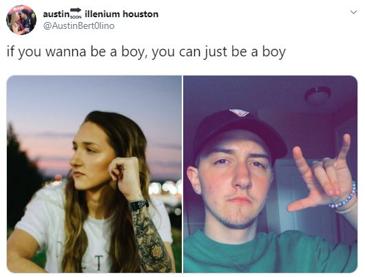 Women who transitioned to men share before and after photos with the caption: "If you wanna be a boy, you can just be a boy"