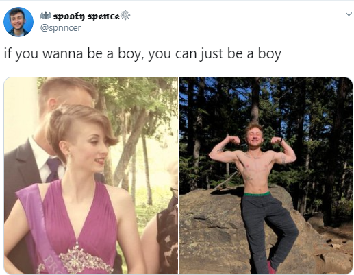 Women who transitioned to men share before and after photos with the caption: "If you wanna be a boy, you can just be a boy"