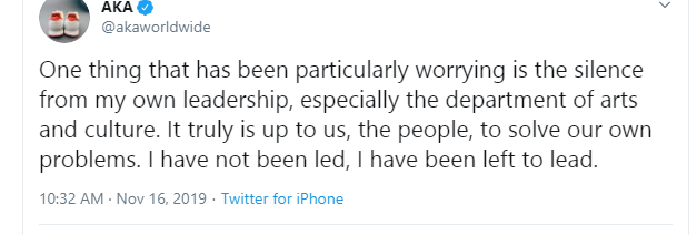 One thing that has been particularly worrying is the silence from my own leadership - AKA reacts to Burna Boy