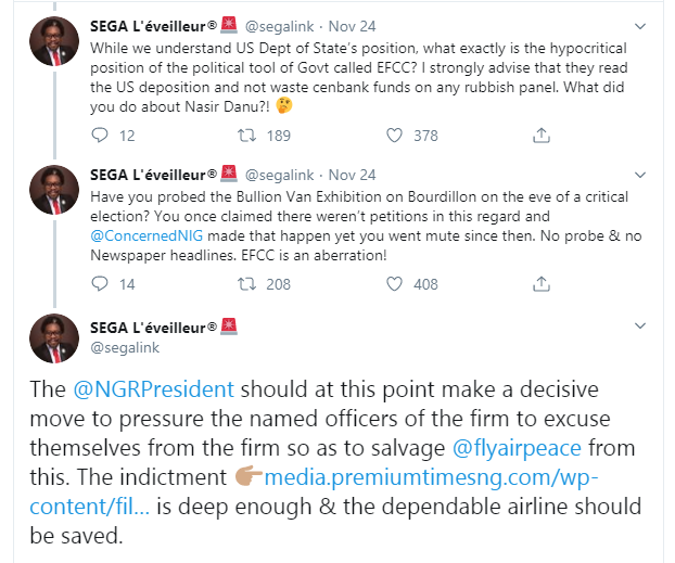 Have you probed the bullion van exhibition on Bourdillon? - Segalink reacts to EFCC