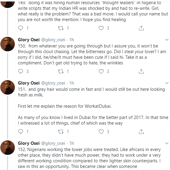 One month after, Glory Osei goes on a 184-Tweet-storm to defend allegations of