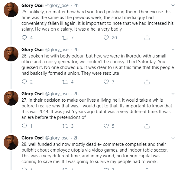 One month after, Glory Osei goes on a 184-Tweet-storm to defend allegations of