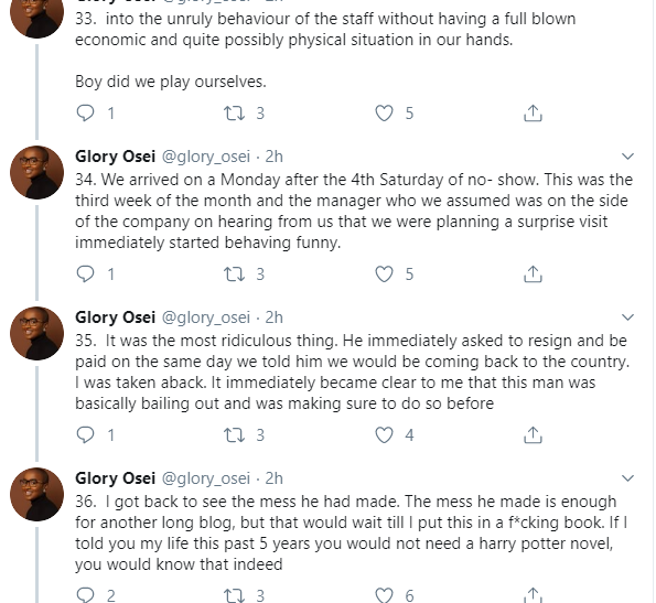 One month after, Glory Osei goes on a 184-Tweet-storm to defend allegations of