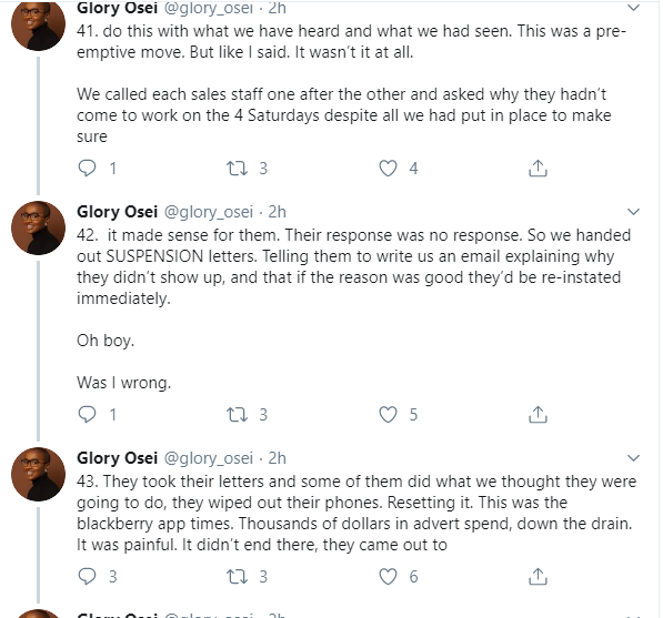One month after, Glory Osei goes on a 184-Tweet-storm to defend allegations of