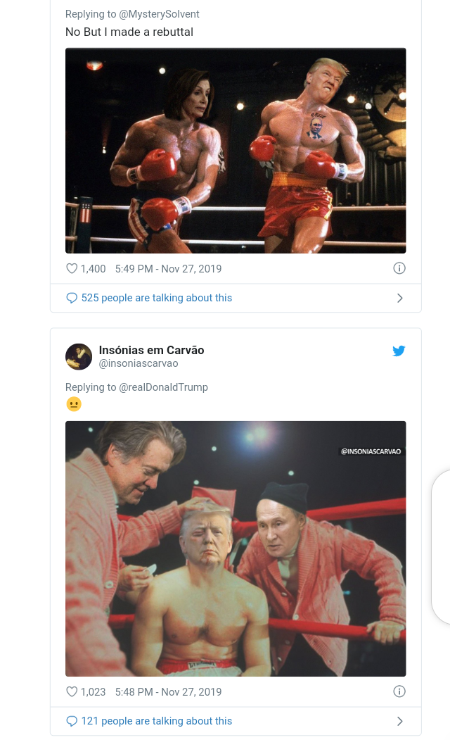 Twitter users react after Trump posts bare chested image of his face on a Rocky Balbao body 