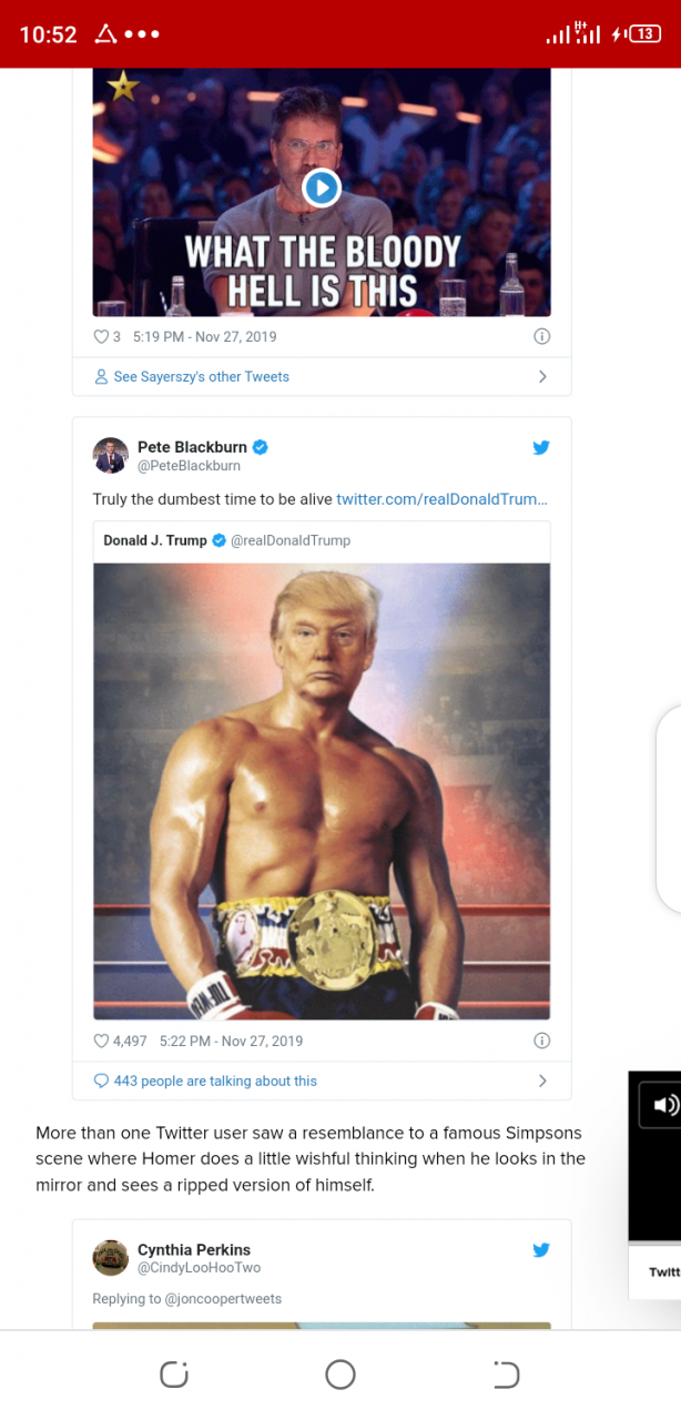 Twitter users react after Trump posts bare chested image of his face on a Rocky Balbao body 