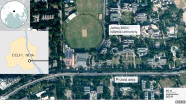 Map of the protest site in Delhi