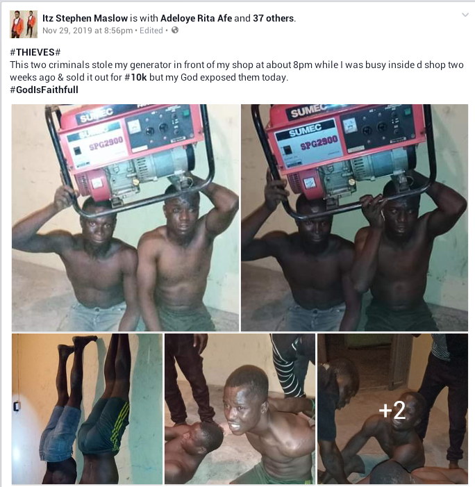 Vigilante group nabs two thieves who stole a big Generator set in Ondo and sold it for N10k (photos)