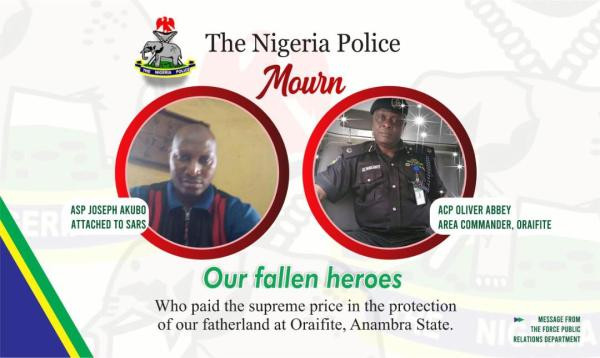 Police releases names of officers killed by IPOB members during raid at home of Nnamdi Kanu
