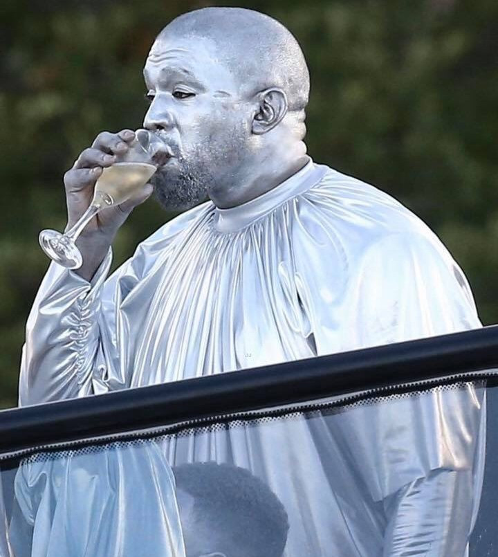 Kanye West covered in head-to-toe chrome as he performs in Miami