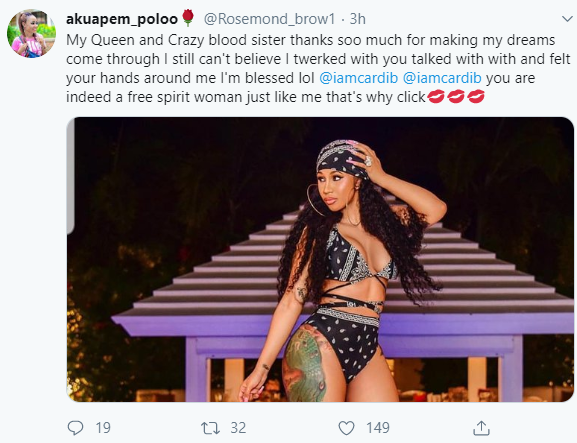 Ghanaians drag Akuapem Poloo for her behaviour when she met Cardi B