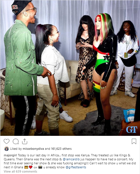 T.I and wife Tiny pictured in Ghana with Cardi B