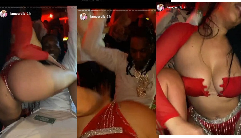 Cardi B films half-naked strippers dancing for her husband Offset as they club together (Photos)