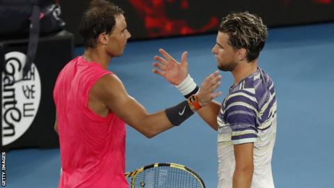 Rafael Nadal (left) and Dominic Thiem