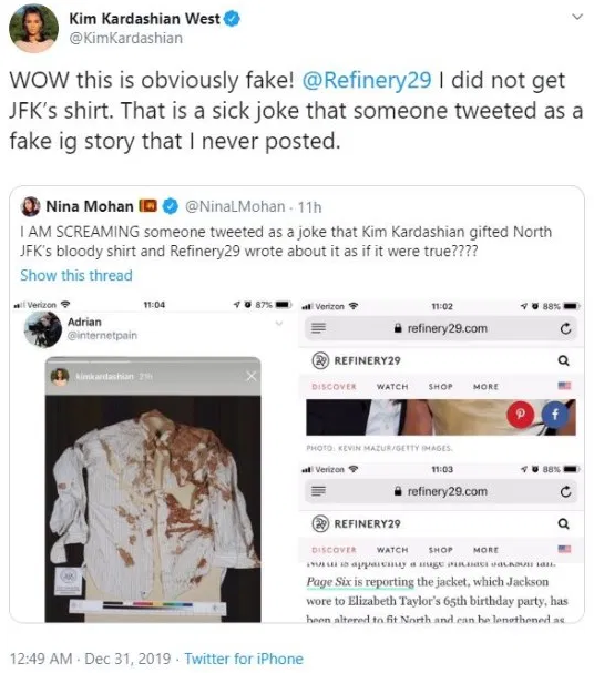 Kim Kardashian slams reports that she bought JFK