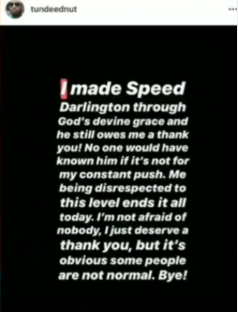 Speed Darlington threatens to tie Tunde Ednut