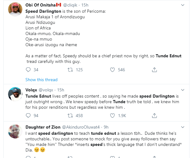 Speed Darlington threatens to tie Tunde Ednut